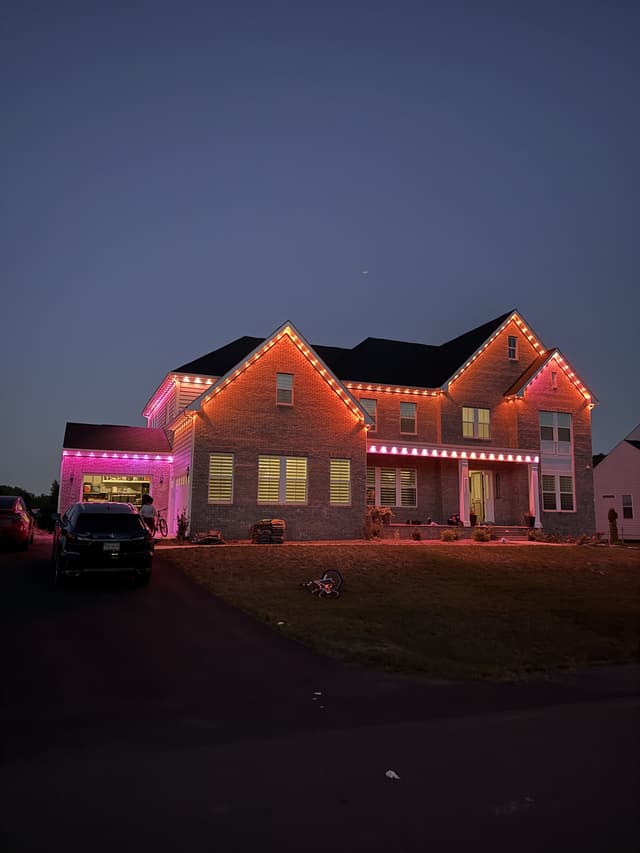 LED accent lighting on home exterior